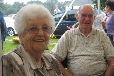 Win and Virginia Shaw at the 100th Anniversary, Shaw family from all around the US made the trip.