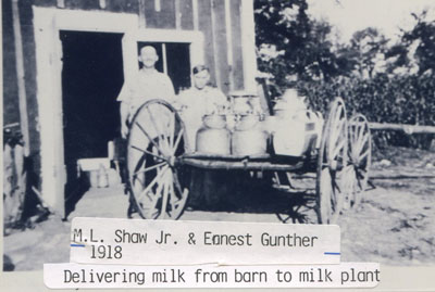 M.L. Shaw Jr. and Ernest Gunther 1918 – This is the oldest image we have of the farm.